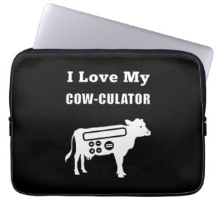 Housse Pour Ordinateur Portable J'Aime Mon Cow-culator Funny Math Calculator Pun