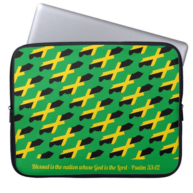 Housse Pour Ordinateur Portable JAMAICA DRAPEAU Personnalisable Écriture VERT (Devant)