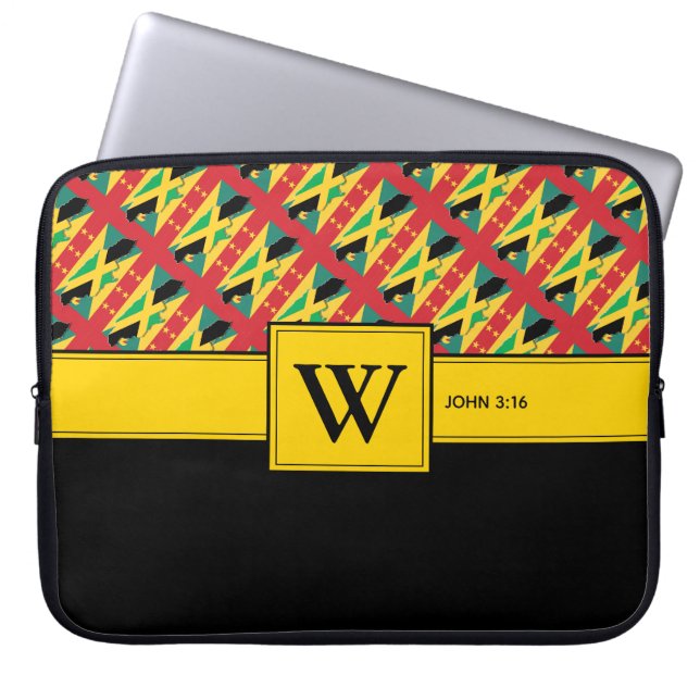 Housse Pour Ordinateur Portable JAMAICA GRENADA Bible Monogramme Christian Ordinat (Devant)