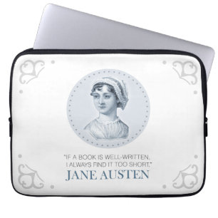 Housse Pour Ordinateur Portable Jane Austen Portrait et citation sur la lecture