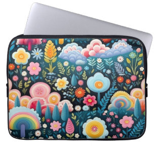 Housse Pour Ordinateur Portable Jardin Arc-en-Ciel Fantaisiste Motif Floral Fantas