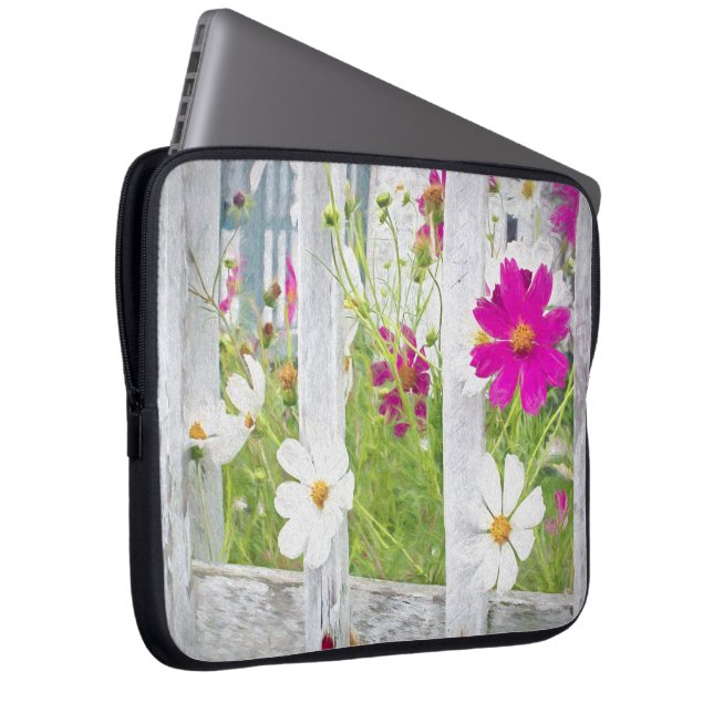 Housse Pour Ordinateur Portable Jardin Cosmos avec clôture (Devant droit)