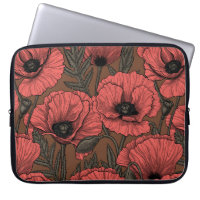 Jardin de coquelicot dans le corail et brun