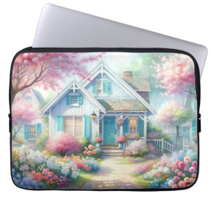 Housse Pour Ordinateur Portable Jardin de cottage bleu de Blossom Lane