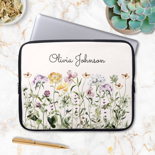 Housse Pour Ordinateur Portable Jardin de fleurs sauvages personnalisé (In situ)