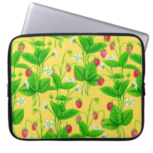 Housse Pour Ordinateur Portable Jardin de fraise sur jaune
