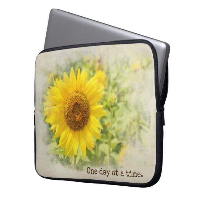 Housse Pour Ordinateur Portable Jardin De Tournesol Avec Citation (devant gauche)