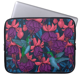 Housse Pour Ordinateur Portable Jardin des colibris en violet et bleu