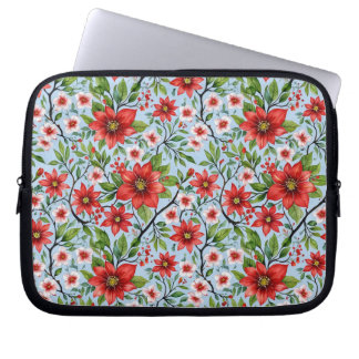 Housse Pour Ordinateur Portable Jardin des fleurs rouges
