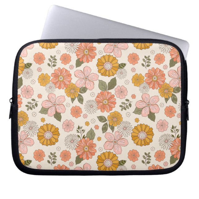 Housse Pour Ordinateur Portable Jardin rose et orange Motif (Devant)