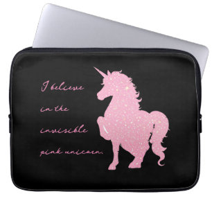 Housse Pour Ordinateur Portable Je crois en la licorne rose invisible.