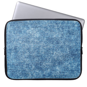 Housse Pour Ordinateur Portable Jeans en bleu acide. Denim arrière - plan, texture
