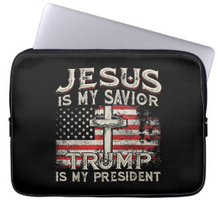 Housse Pour Ordinateur Portable Jésus est mon sauveur Trump est mon président Amér