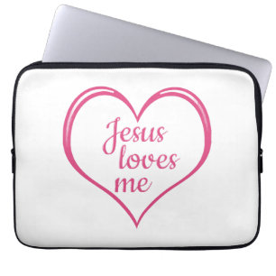 Housse Pour Ordinateur Portable JÉSUS M'AIME dans le cœur