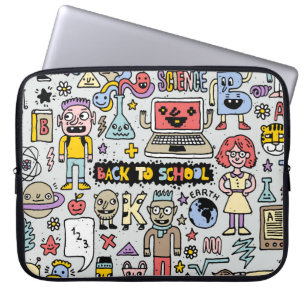 Housse Pour Ordinateur Portable Jeu Vintage de l'école Doodle coloré