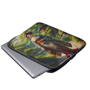 Housse Pour Ordinateur Portable Jeune fille du jardin vert