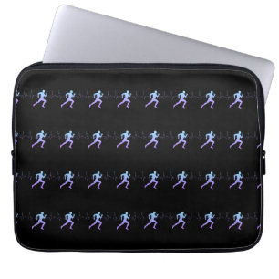 Housse Pour Ordinateur Portable Jogging - Coureurs Silhouette avec Heartbeat Black