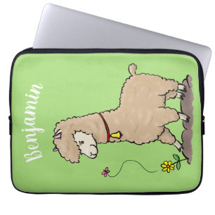 Housse Pour Ordinateur Portable Joli alpaga joyeux avec dessin animé de papillon