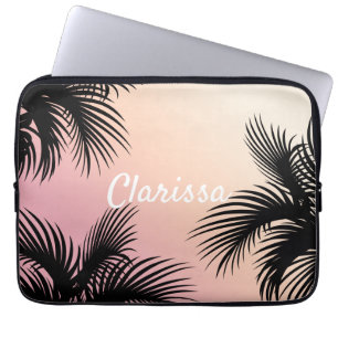 Housse Pour Ordinateur Portable Joli chick rose jaune ombre palmier tropical feuil
