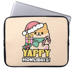 Housse Pour Ordinateur Portable Joli chien de Noël - Yappy Howlidays 