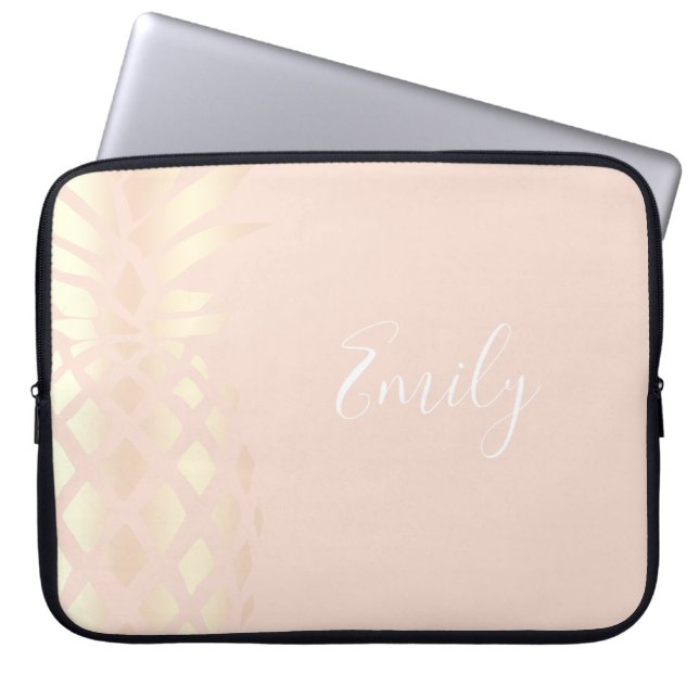 Housse Pour Ordinateur Portable Joli cuivre rose or ananas et rose roux (Devant)