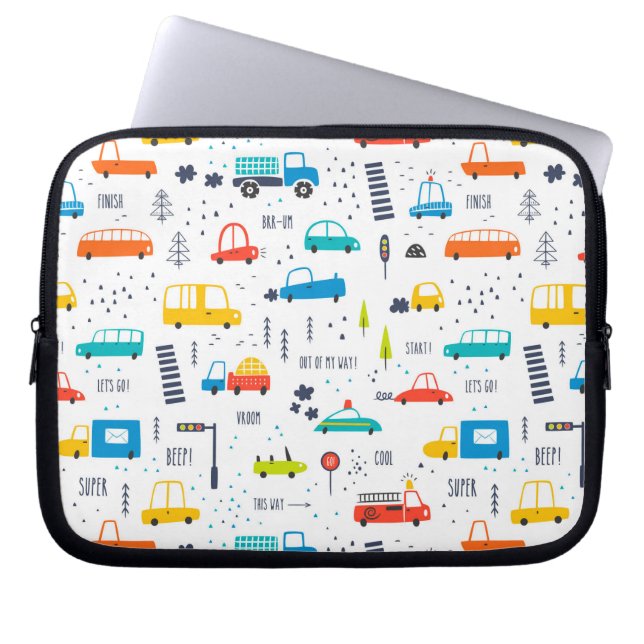 Housse Pour Ordinateur Portable Joli Motif coloré de la circulation automobile (Devant)