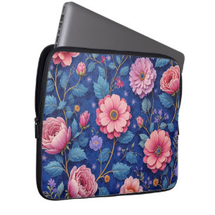 Housse Pour Ordinateur Portable Joli motif floral rose