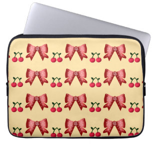 Housse Pour Ordinateur Portable Joli motif sans couture de nœud Cerise rose esthét