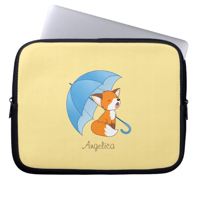 Housse Pour Ordinateur Portable Joli Petit Renard dormant sous parapluie (Devant)