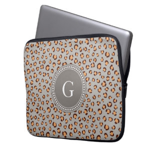 Housse Pour Ordinateur Portable Jolie couleur orange brun cheetah imprimé monogram