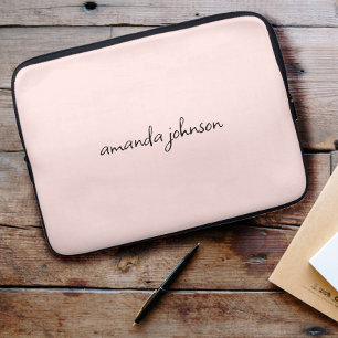 Housse Pour Ordinateur Portable Jolie fille moderne Monogramme rose Cursive Nom co