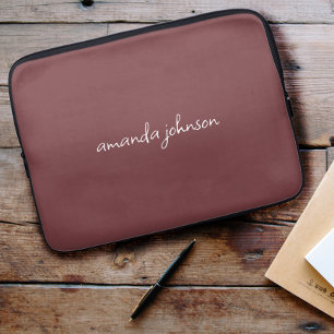 Housse Pour Ordinateur Portable Jolie fille moderne Monogramme rouge Cursive Nom c