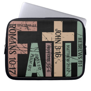 Housse Pour Ordinateur Portable Jolie Foi Colorée Versets de la Bible Typographie