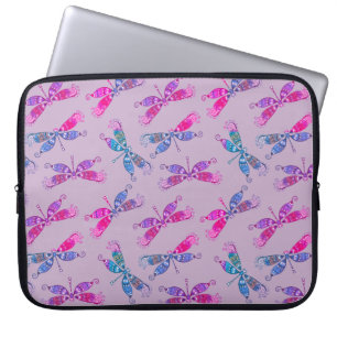 Housse Pour Ordinateur Portable Jolie libellule violet bleu Motif à deux tons