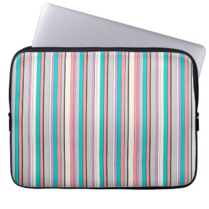 Housse Pour Ordinateur Portable Jolies rayures grises aqua
