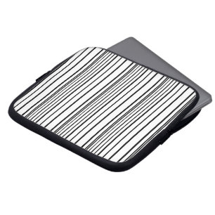 Housse Pour Ordinateur Portable Jolies rayures noires et blanches