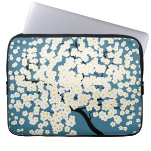Housse Pour Ordinateur Portable Jolis Fleurs Blanches Fleurissent Arbre Art