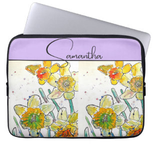 Housse Pour Ordinateur Portable Jonquille aquarelle jonquilles fleur floral