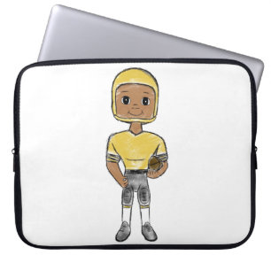 Housse Pour Ordinateur Portable joueur de football vintage rétro noir jaune simple