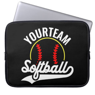 Housse Pour Ordinateur Portable Joueur de l'équipe de softball AJOUTER UN NOM Ligu