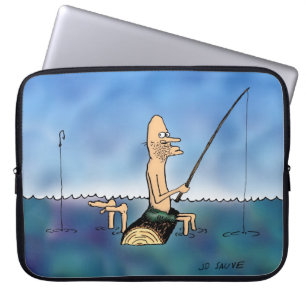 Housse Pour Ordinateur Portable Journée étrange de dessin animé de pêche