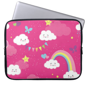 Housse Pour Ordinateur Portable Jovely Pink Rainbow Sky répétition motif. Un souli