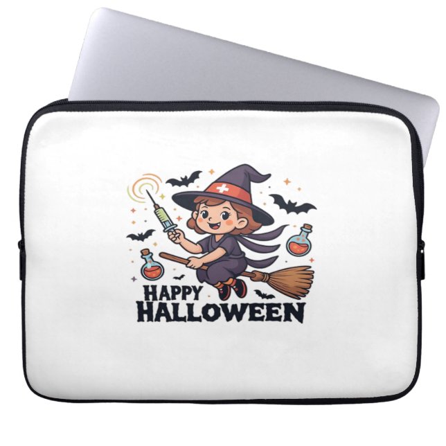 Housse Pour Ordinateur Portable Joyeuse chemise d'Halloween - Éffrayante mignonne  (Devant)