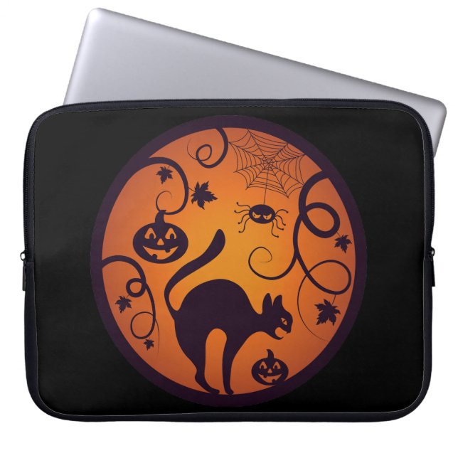 Housse Pour Ordinateur Portable Joyeuse lanterne d'Halloween araignées et chauves- (Devant)
