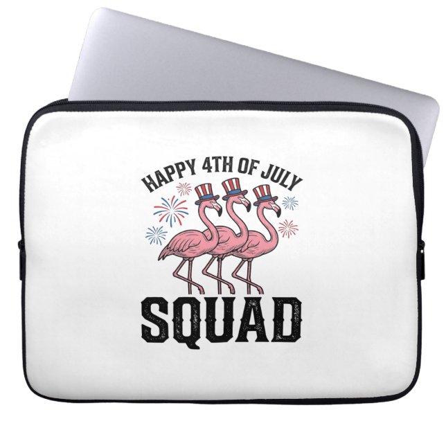 Housse Pour Ordinateur Portable Joyeux 4 juillet Flamingo Squad Vector Design_1 (Devant)
