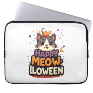 Housse Pour Ordinateur Portable Joyeux chat Meow-lloween