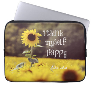 Housse Pour Ordinateur Portable Joyeux couplet de la Bible avec des tournesols