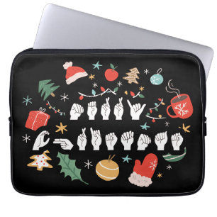 Housse Pour Ordinateur Portable Joyeux Noël - ASL American Sign Language III