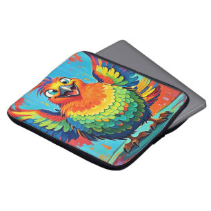 Housse Pour Ordinateur Portable Joyeux Oiseau coloré art abstrait