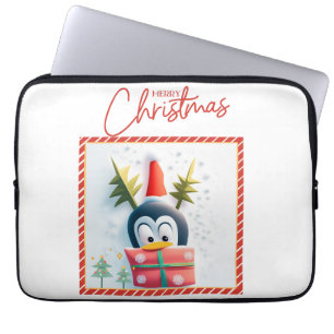 Housse Pour Ordinateur Portable Joyeux pingouin de Noël